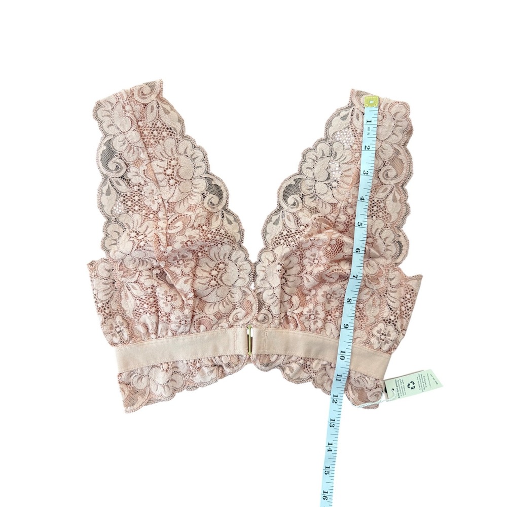 We Are HAH Got Ur Back Floral Lace Bralette Dusty Rose Scalloped V-Neck XS NEW‎
